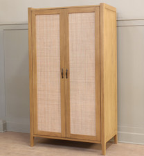 Scandi Double Wardrobe | 2 Door Wardrobe | Rattan Door Panels | NEW ARM060