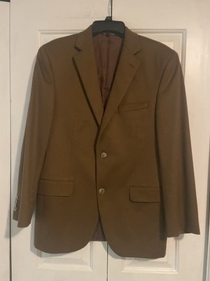 Saks Fifth Avenue 100% Cashmere Sport Coat Mens 40R Brown Double Vented