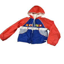vintage toddler color block windbreaker jacket 4T Rainbow Connection Hood Pocket