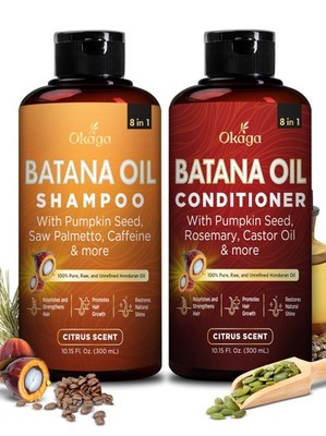 Batana Oil Shampoo  Conditioner Bundle Okaga Shower Set with Aloe Vera Leaf