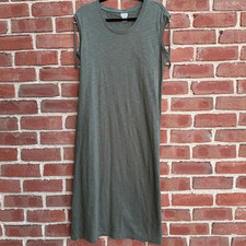 Chicos $99 Olive green cotton slub Heather Shoulder Tie Tank Long Dress 2=12/14