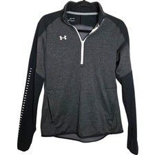 Under Armour Running ColdGear Two Tone 1/4 Zip Pullover Thumbholes Zip Pockets