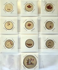 Lot of 10 Canada Day Coloured 25 Cent Quarters Coins 2000-2009 Uncirculated 