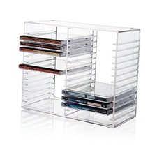 Stackable Clear Plastic CD Organizer with Rubber Feet  Rectangular Jewel