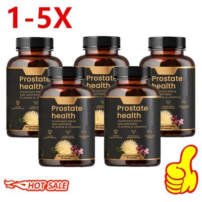 1-5X Natual Prostate Health Capsules with Mushroom Blend & Sawpalmetto 90Capsule