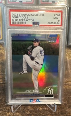 2022 Stadium Club Chrome Gerrit Cole Blue Refractor /199 PSA 9 New York Yankees