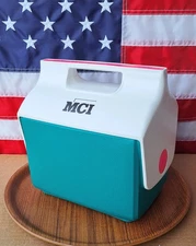 Vintage 1991 IGLOO MINI MATE COOLER Green/White/Hot Pink MCI Branded BIN31