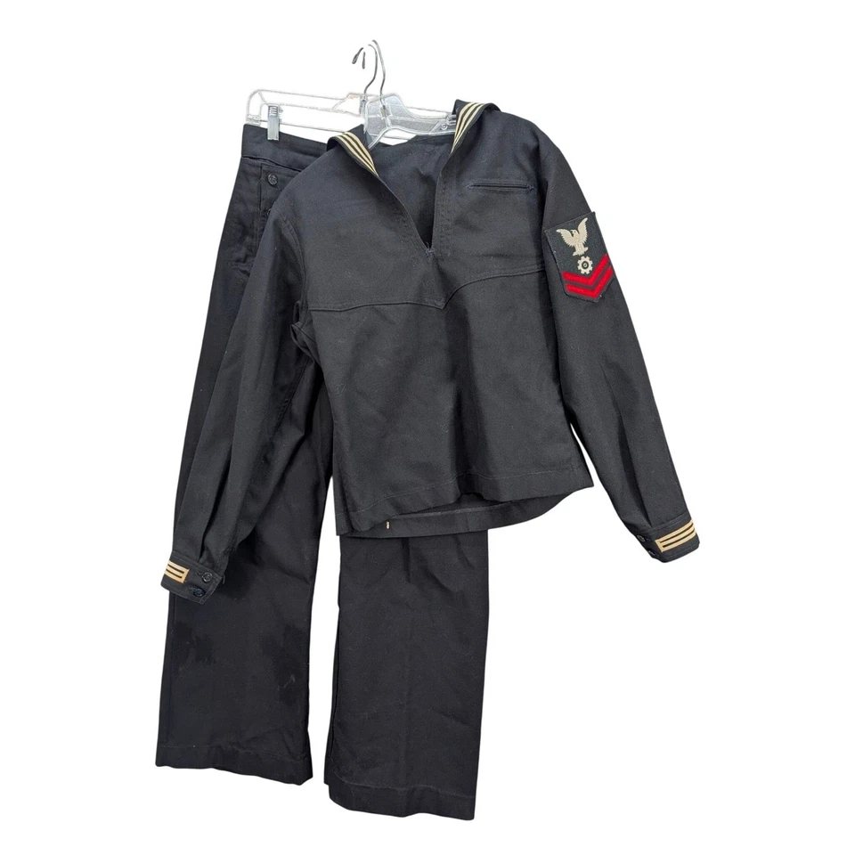 Conjunto de Chaqueta de Lana Pantalones Uniforme de Clase Negro Vintage Original Segunda Guerra Mundial Guardia Costera de los Estados Unidos Foto 2 de 4