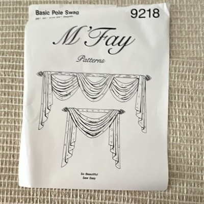 M'Fay 9218 Basic Pole Swag Sewing Pattern Home Decor 20'' 22'' 24'' Depth 1990s