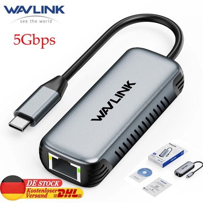 Wavlink 5Gbps USB-C to Ethernet Adapter Type-C to Gigabit Dongle Driver-free EU