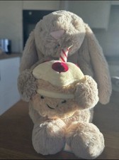 Jellycat Beige Birthday Bashful Bunny Plush Toy Medium Original