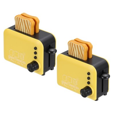 2Pcs Miniature Play Kitchen Accessory, Plastic Toaster Cookware, Yellow