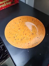 Zak Designs Orange Confetti Melamine Dinner Plates 11" Set of 2 GOOD COND