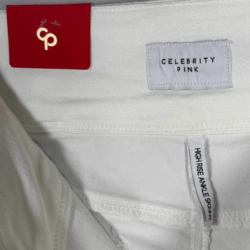 Nuevo con etiquetas Pantalones Celebrity Rosa Para Mujer tiro alto ajustados ópticos blancos con botones 11/30 Foto 4 de 4