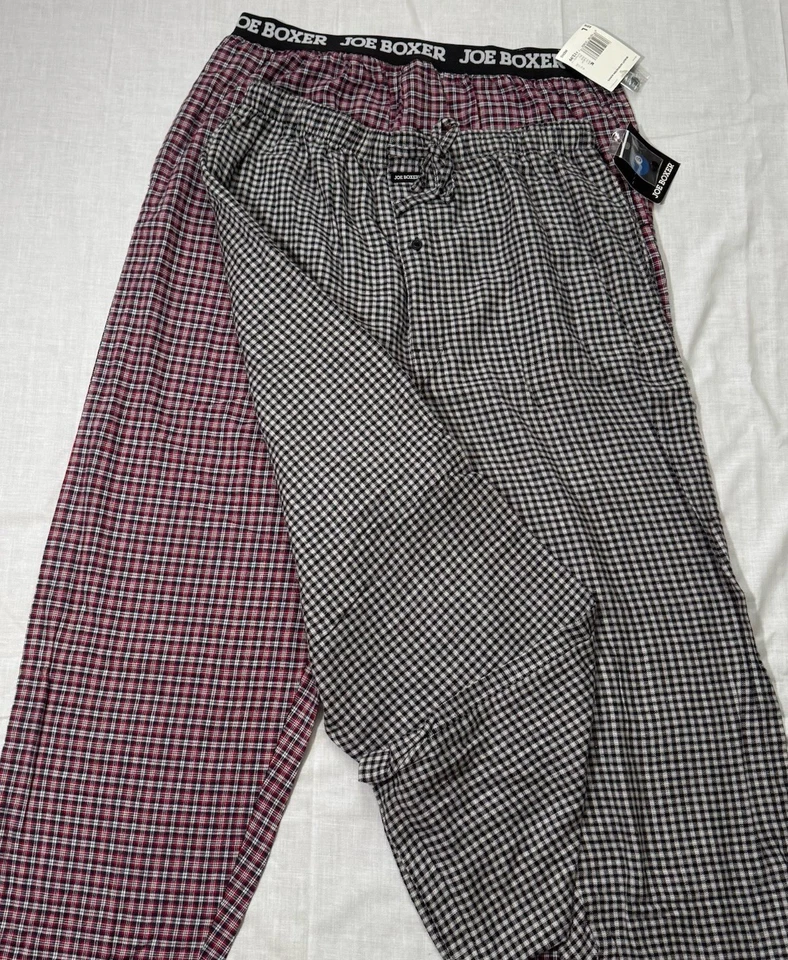 2 Mens Vintage Kmart JOE BOXER Flannel Pajama Pants Sz Large Red/Black - Image 2 of 4