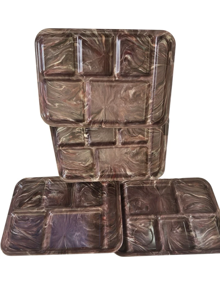 6 compartimentos para servir escuela TV camping bandeja de comida plato picos pico plásticos cuatro Foto 2 de 4