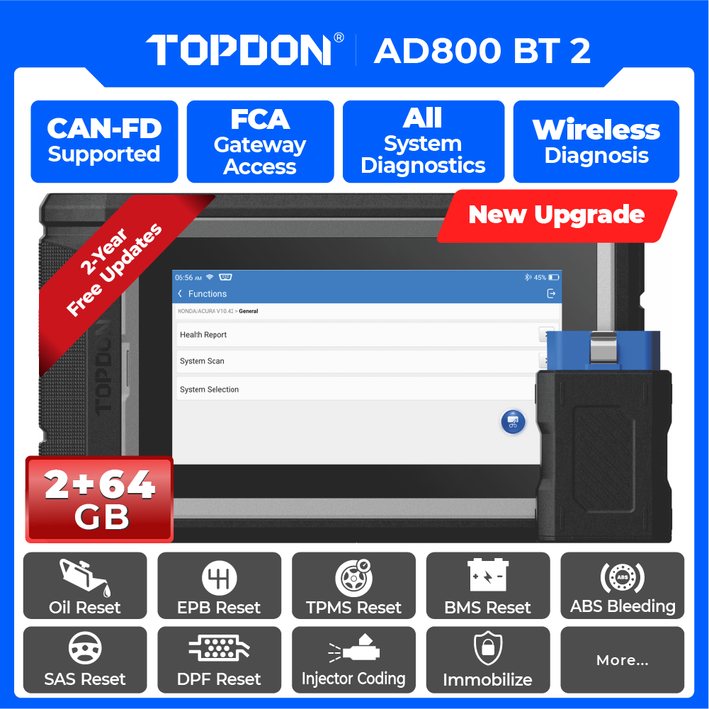 TOPDON ArtiDiag800 BT 2 Bluetooth OBD2 Scanner Bidirectional