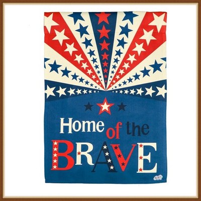 EVERGREEN GARDEN FLAG * HOME OF THE BRAVE * SUEDE LINEN REFLECTIONS - BRAND NEW