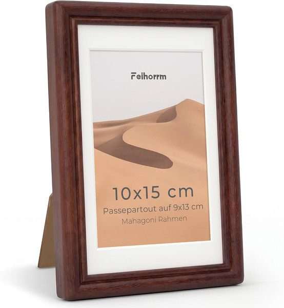 Feihorrm Bilderrahmen 10X15, Mahagoni Rahmen Mit GehäRtetem Glas-image