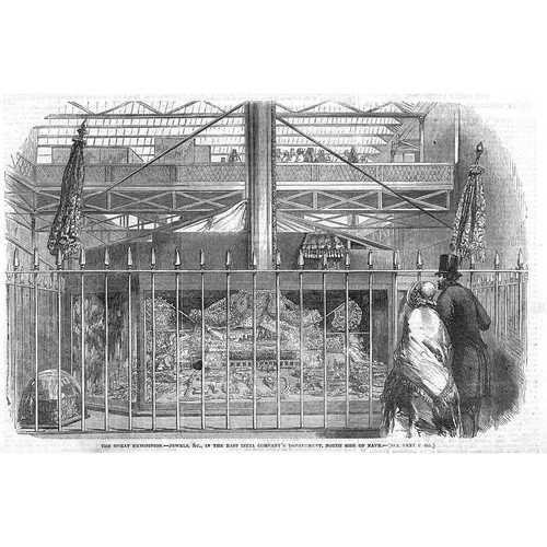 LONDON Jewels of the East India Co at the Great Exhibition - Antique Print 1852