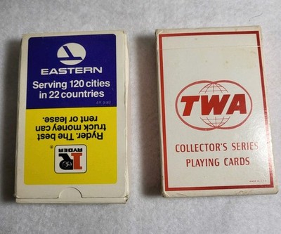 Two Packs of Collectible Playing Cards TWA (Lockheed 749 1950) and Eastern/Ryder