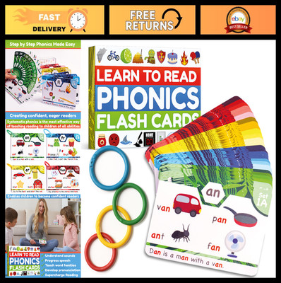 Phonics Flash Cards for Kids Ages 4-8 - Learn to Read in 20 Stages, Education To