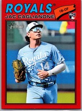2026 Topps Heritage Jac Caglianone Kansas City Royals Base Red Border RC #136
