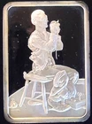 1976 Man Threading Needle Norman Rockwell Saturday Pos-0.999 Silver 1 Oz Art Bar