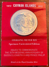 1972 Cayman Islands Uncirculated Sterling Silver $25 Coin - 1.52 ASW .925 Fine