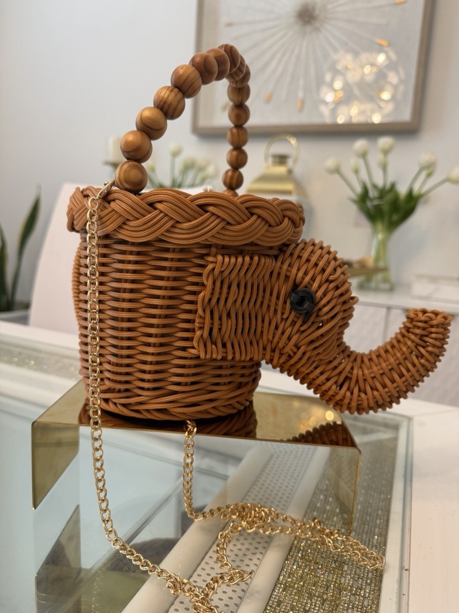 TOMMY BAHAMA WICKER RATTAN ELEPHANT PURSE BAG HANDBAG | eBay
