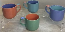 Lindt Stymeist Colorways * 4 THUMBPRINT MUGS / CUPS * Colorful, 3 1/4", Exc!