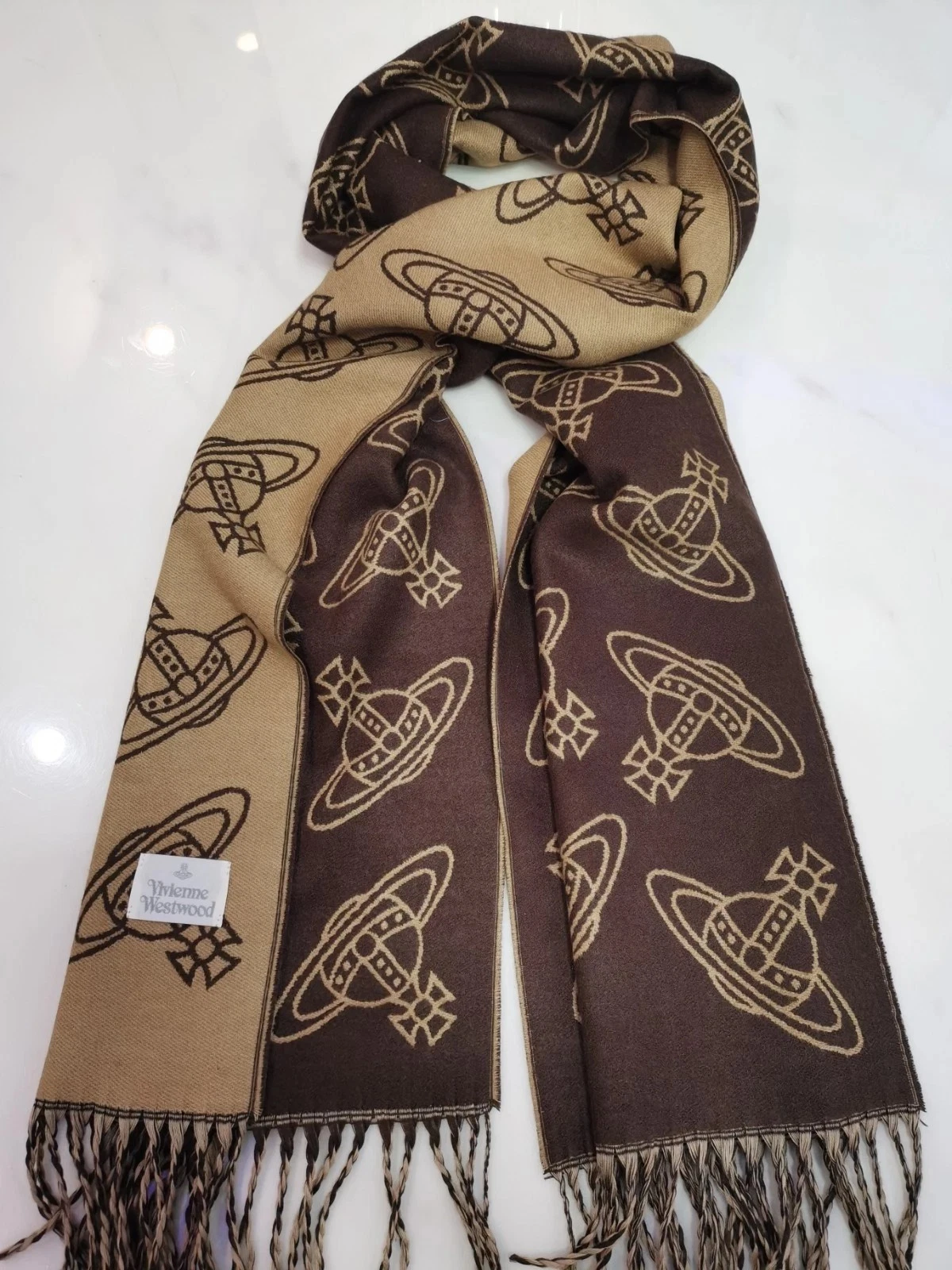 Vivienne Westwood Saturn pattern wool long scarf dark brown
Opens in a new window or tab