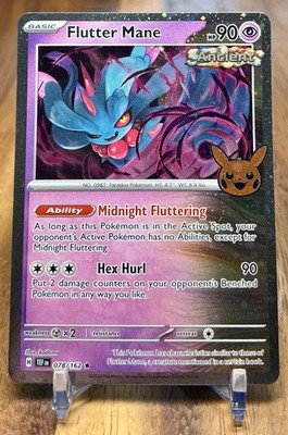 Pokémon Flutter Mane Ancient Rare Cosmos Holo 78/162 2024 Trick or Trade  A