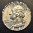 1948d Washington silver quarter.Unc