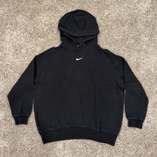 Nike Women s Basic Black Oversized Hoodie Sweatshirt Center Swoosh Sz M