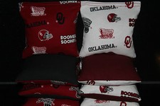 8 CORNHOLE BEANBAGS Oklahoma Sooners Fabric 8 ACA Reg Bags, Top Quality