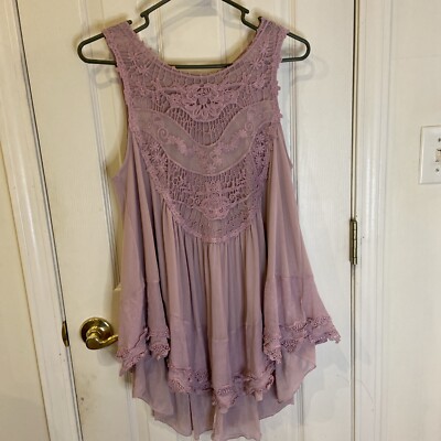 Indigo Thread Co. Babydoll Top Lace Crochet Mesh Pearlized Back Buttons XS