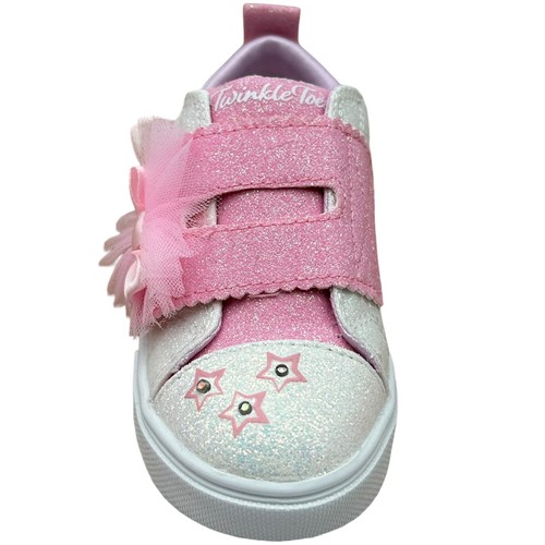 Skechers Toddler Girl's Twinkle Toes Slip-on Sneakers Size 9 White/Pink Glitter - Picture 3 of 12