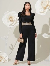 Tuta intera salopette elegante da sera o cerimonia per donna colore nero