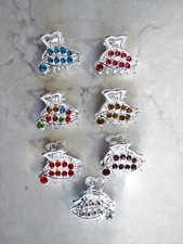 small mini silver metal crystal leaf hair claw clip