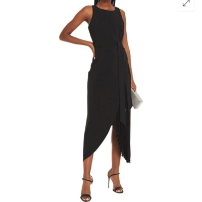 badgley mischka pleated stretch crepe wrap-effect dress Badgley Mischka Wrap-effect pleated chiffon paneled dress size 6 S New