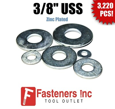 #ad #ad Qty 3220 3 8quot; USS Flat Washers Zinc Plated 50LBS 50# Bulk Box Low Carbon $111.29