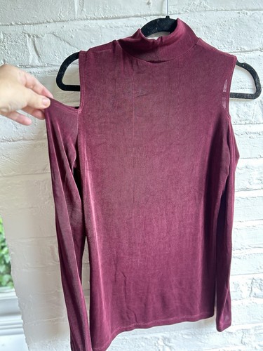 Top elasticizzato bordeaux di Kim&co taglia small - maniche lunghe