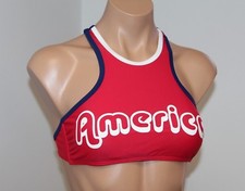 New California Waves Swimsuit Bikini Top Sz M High Neck Red