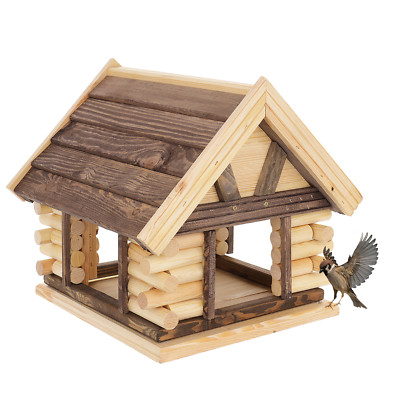 Mazur Vogelfutterhaus aus Naturholz 38 x 39,5 x 34,5 cm   Wetterfestes Vogelhaus