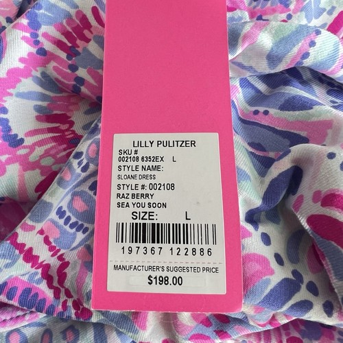 Lilly Pulitzer Sloane Maxikleid V-Ausschnitt Rasberry Sea You Soon Large Neu mit Etikett 198 $ - Bild 7 von 12