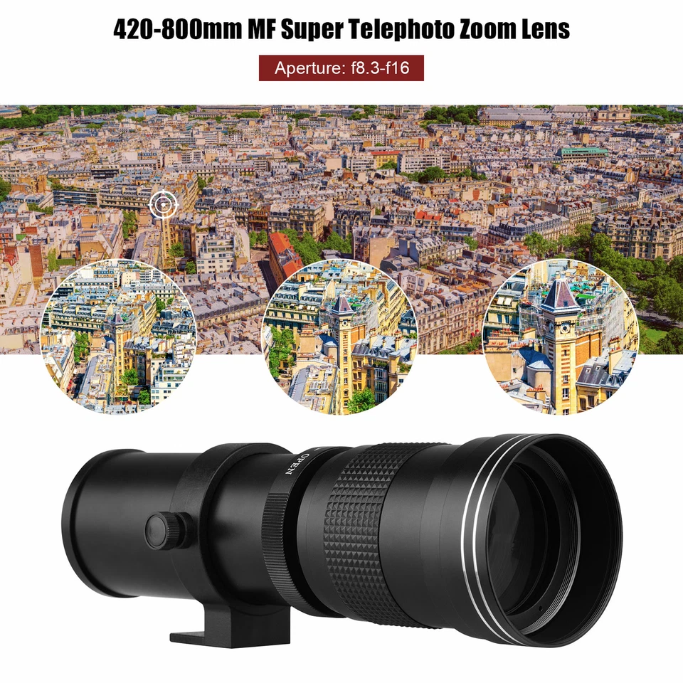 420-800mm F/8.3-16 Telephoto Zoom Lens for Canon EF Mount DSLR Cameras Black - Image 3 of 4