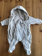 baby boys padded snowsuit plush velour coat newborn light blue teddy bear