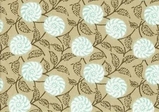 Waverly Fabric Luray Pinwheel Spa Khaki Brown Blue Linen  Drapery Upholstery  