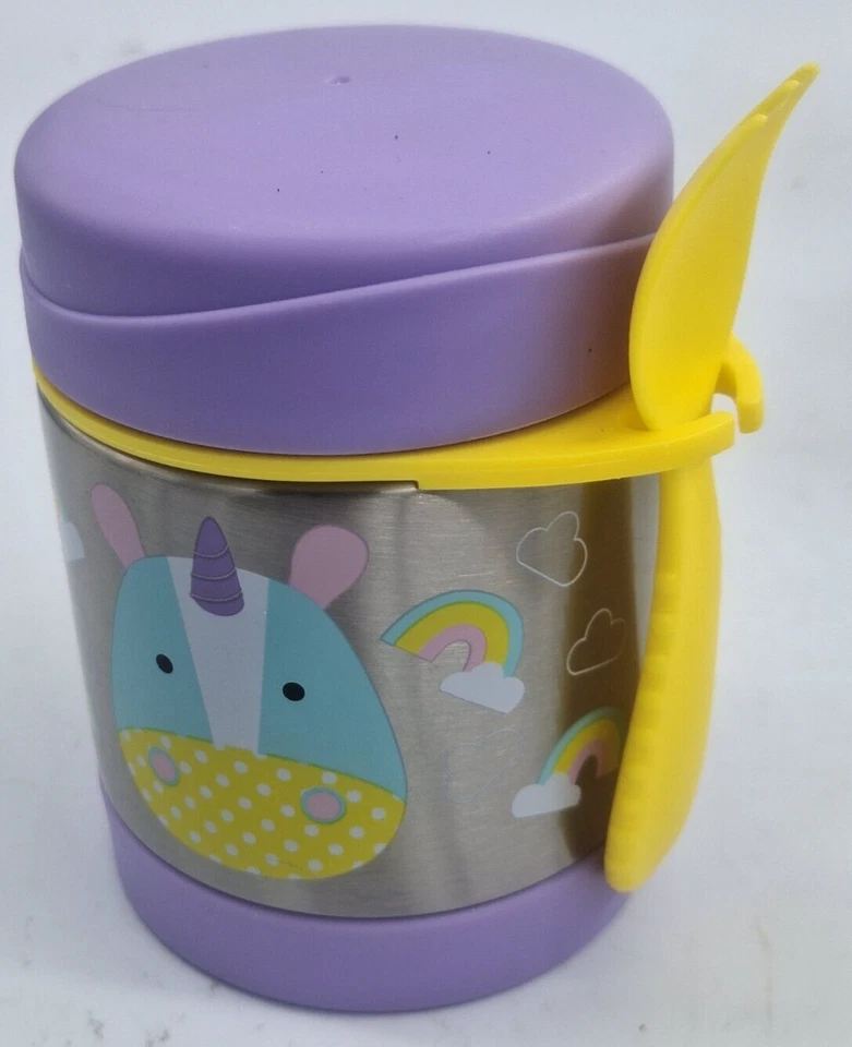Contenedor aislante de alimentos para bebés de 11 oz con cerdo Skip-Hop-Zoo Unicornio arco iris púrpura Foto 3 de 4